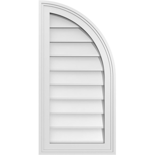 Ekena Millwork Quarter Round Top Right Surface Mount PVC Gable Vent w/ 2"W x 1-1/2"P Brickmould Frame, 14"W x 28"H GVPQR14X2802SN - main
